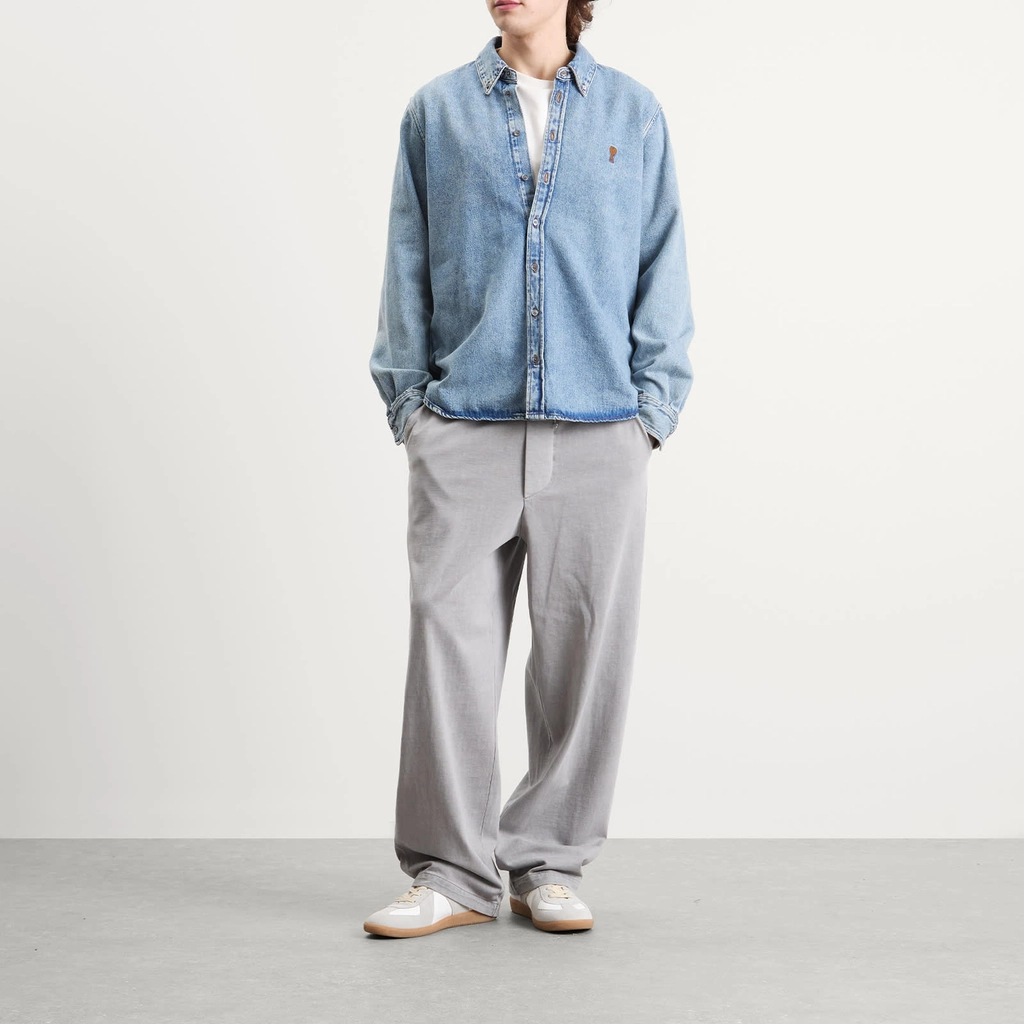 AMI Paris Men's  Indigo Light Denim Shirt Bleu